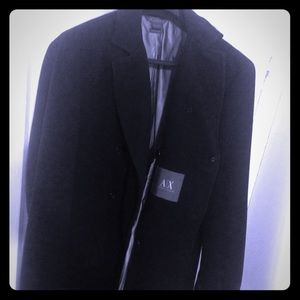 Armani Exchange 3/4 Wool-Satin slim fitting coat L